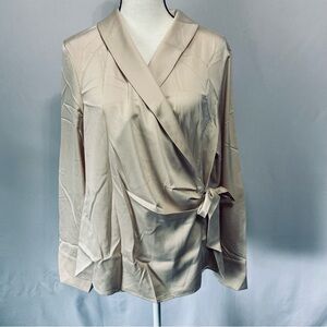 New Cicy Bell Champagne Gold Heavyweight Wrap Blouse Size XL #1124